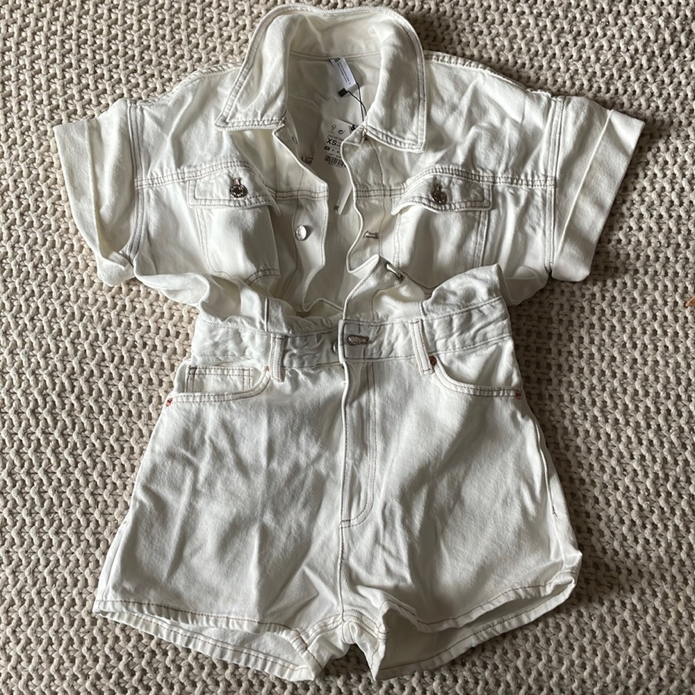 White denim romper